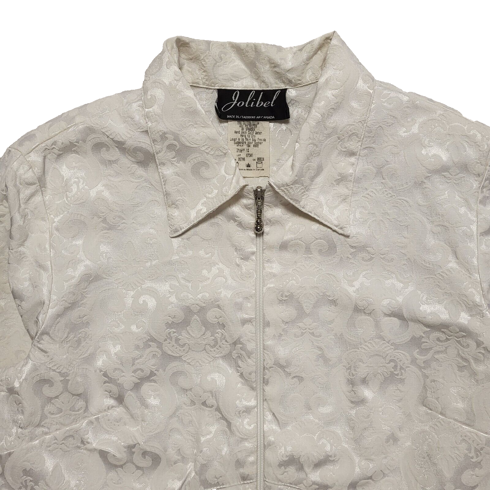 Jolibel White Vintage 90's Full Zip Collared Jacket Womens UK Size 12