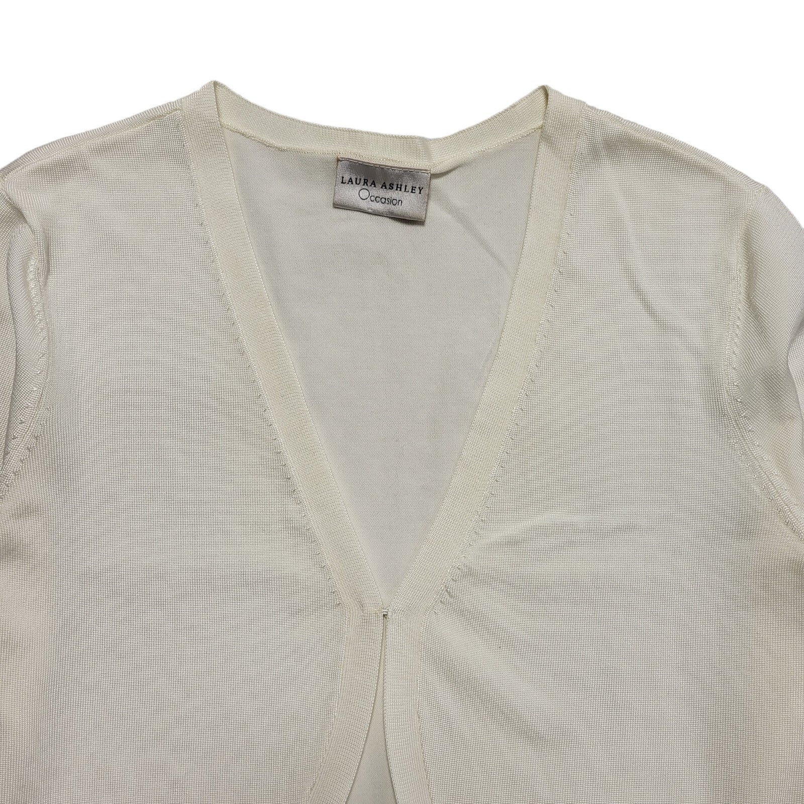 Laura Ashley Y2K Vintage Cream Cropped Thin Knit Cardigan Women's L 12