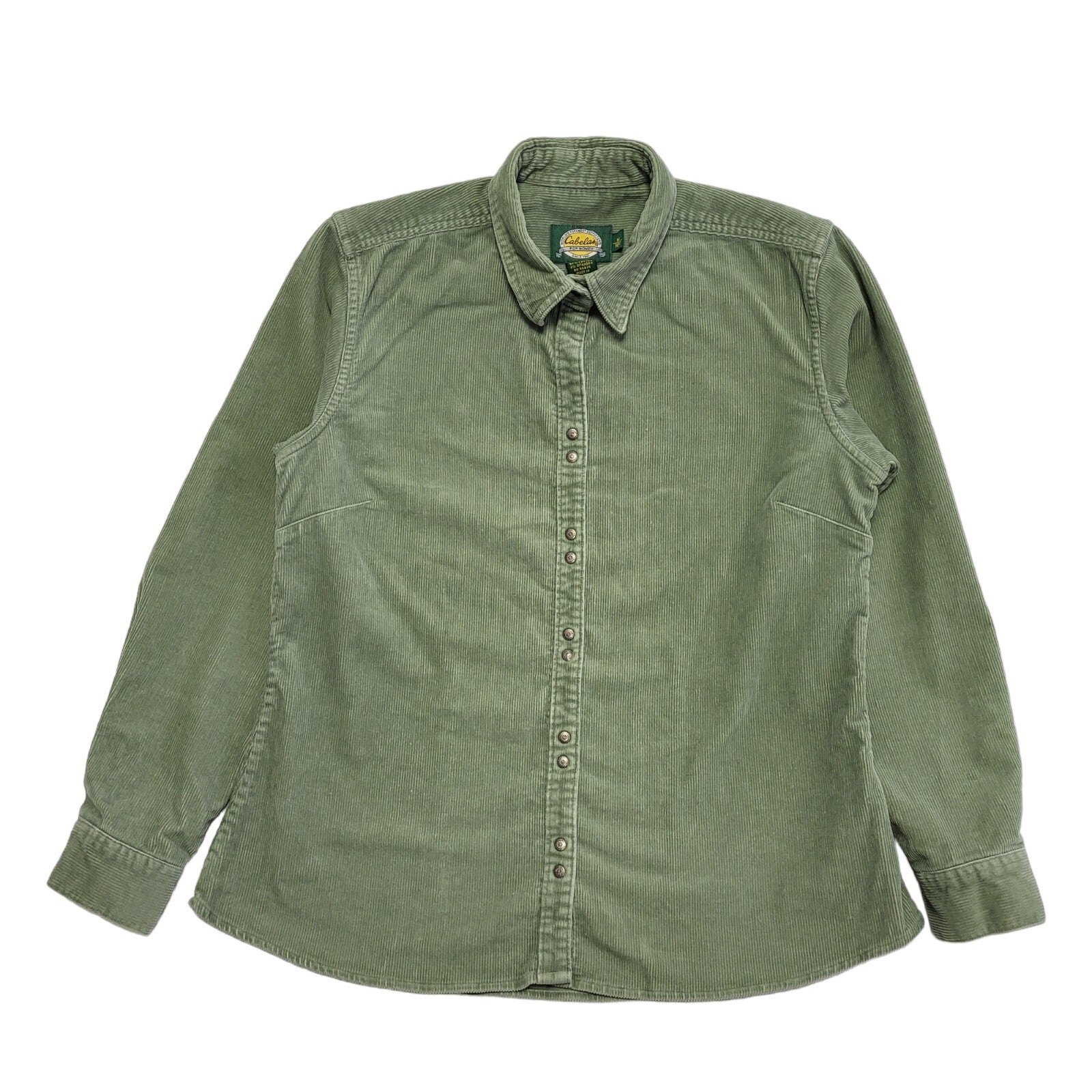 Cabela's 90s Vintage Green Corduroy Long Sleeve Shirt Womens Size Medium