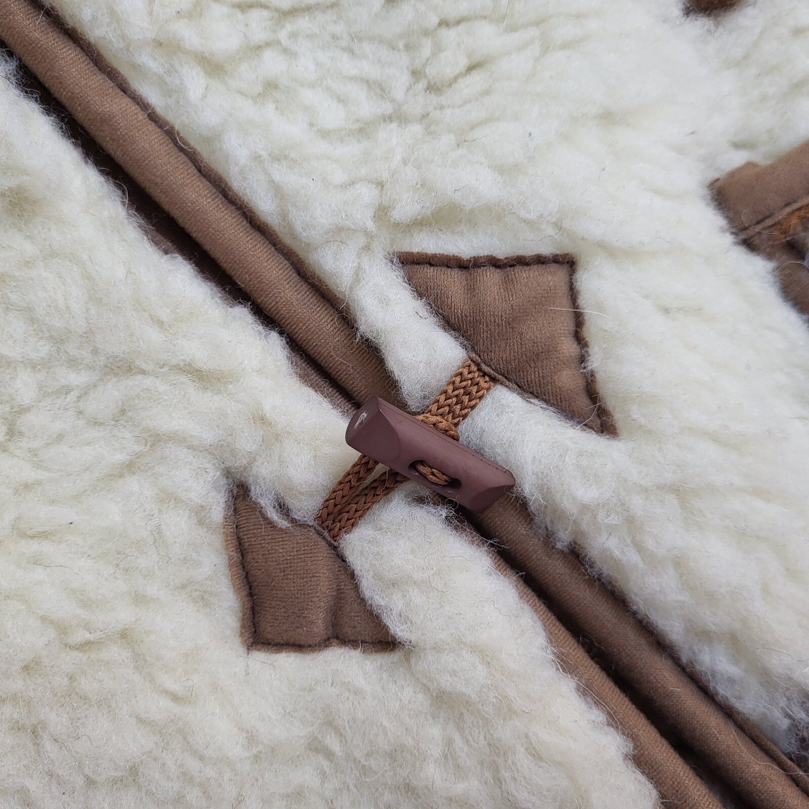 Vintage Beige & Cream 80s Button Faux Fur Gilet UK Women's Size 20