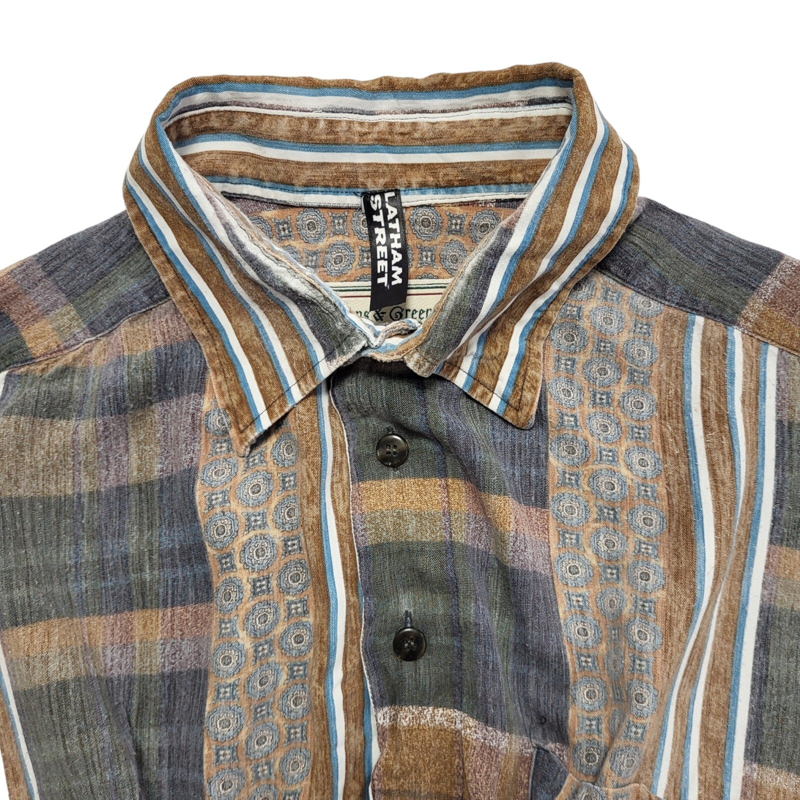 Johns & Green Vintage 90's Brow Check Short Sleeve Shirt Uk Women's Size S