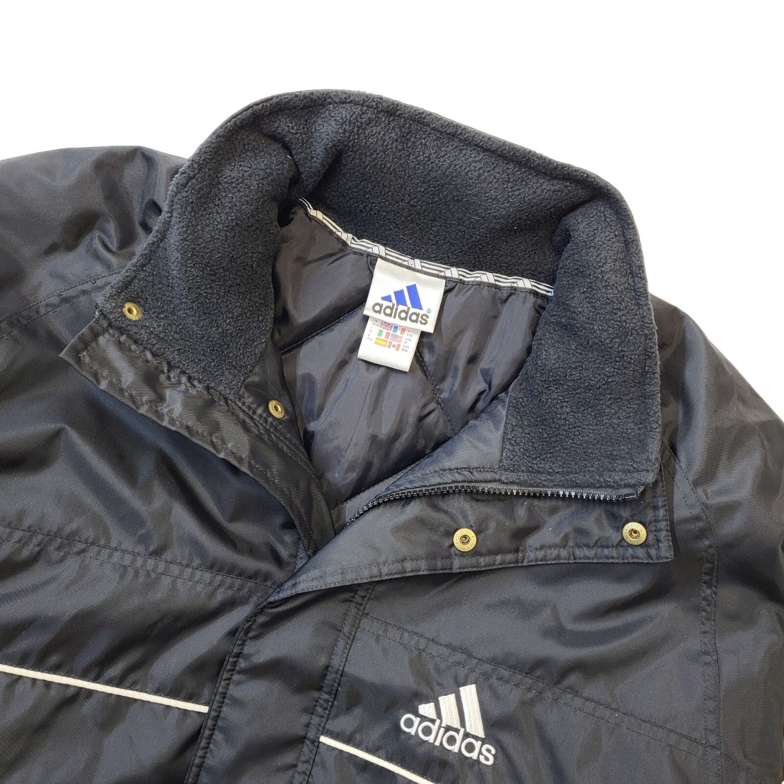 Adidas 90s Vintage Black Over-sized Zip Up Sports Jacket Men's Size Medium