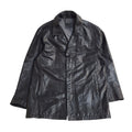 Casual Club Black 90s Button Vintage Leather Jacket Uk Men's Size L