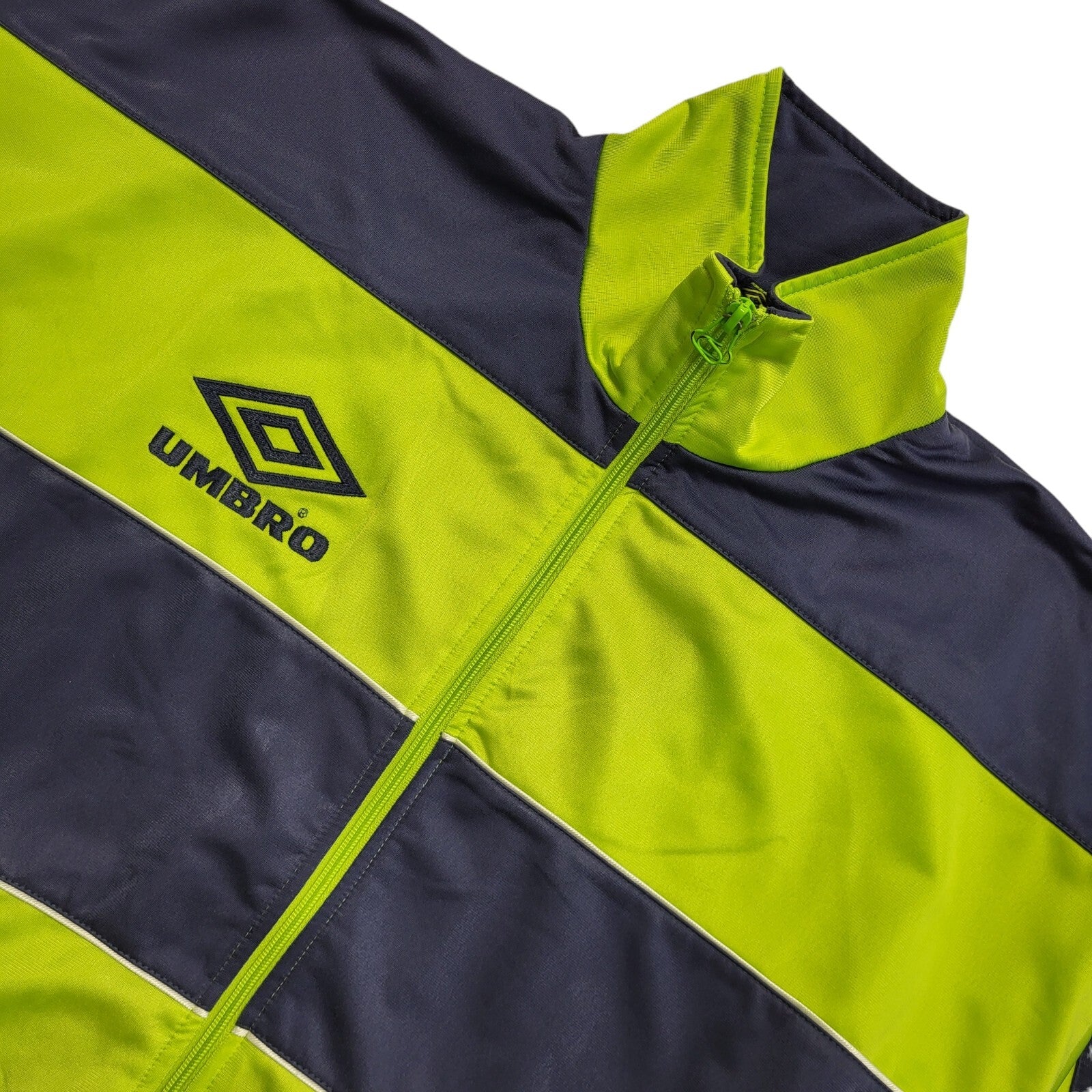 Umbro Black & Green Vintage 90s Sports Track Jacket Uk Men's Size Large