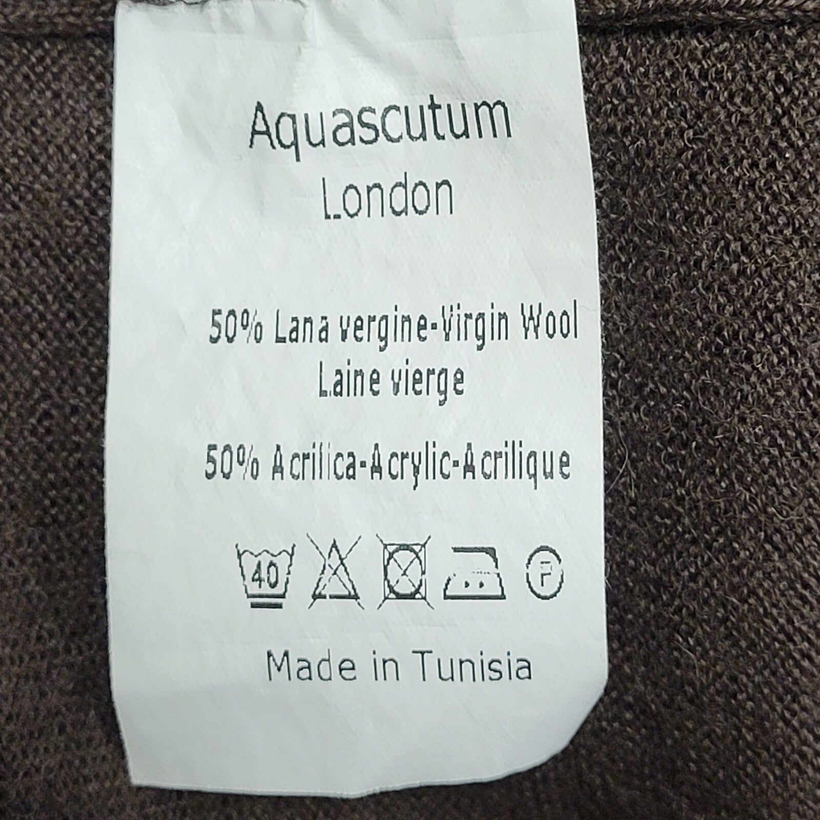 Aquascutum Brown Y2k Wool Blend Jumper Uk Men's Size Small