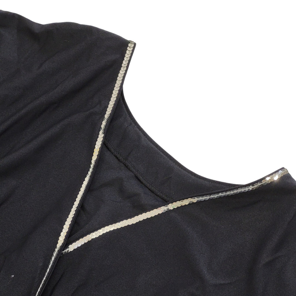 70s Vintage Rampil Black Belted Wrap Fit & Flare Dress Women's Size 10 Bnwt