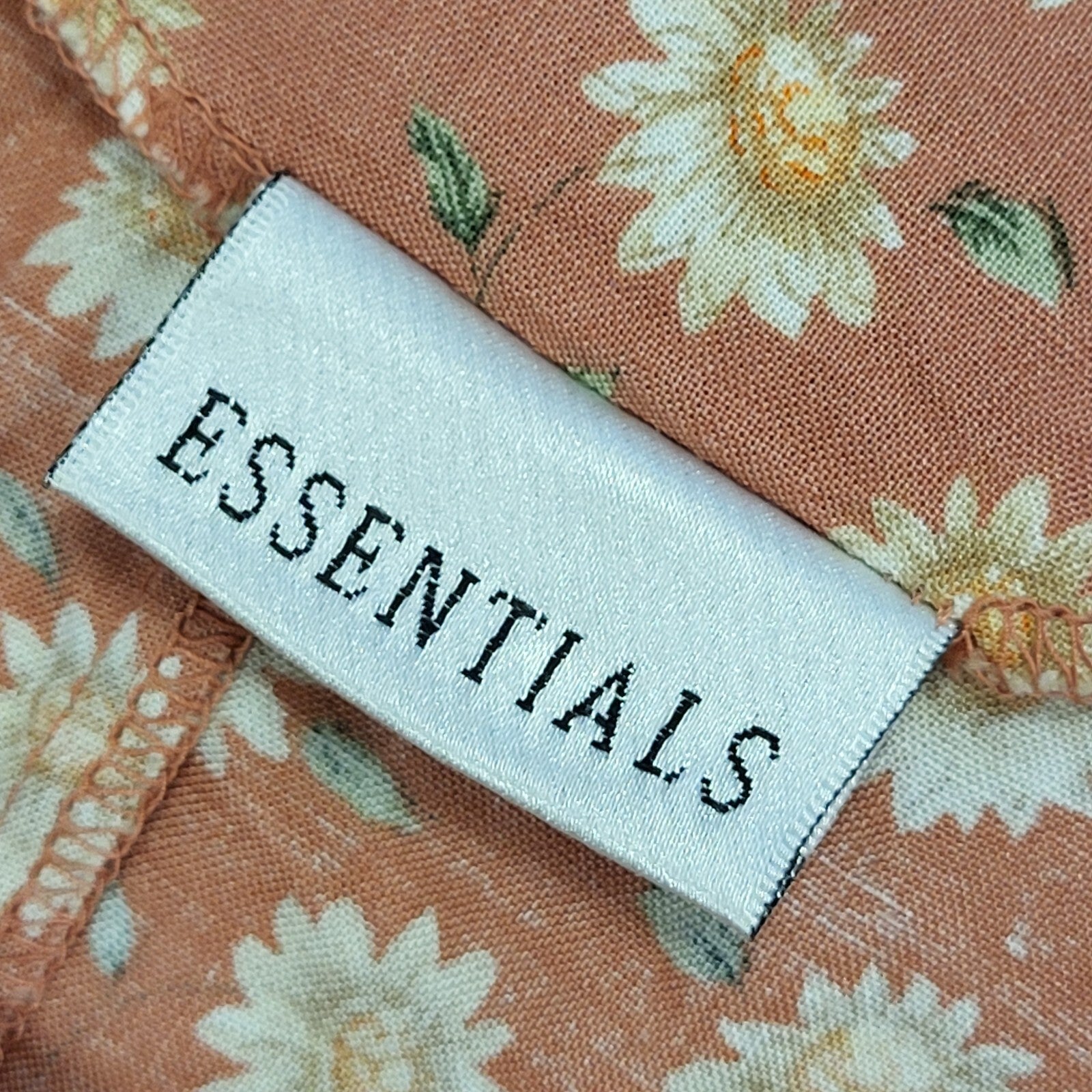 90s Vintage Essentials Peach Floral Daywear Dress Women's Size 12