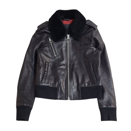 Allsaints Jacket Leather Y2k Dark Brown Zipped Uk Women's Size S