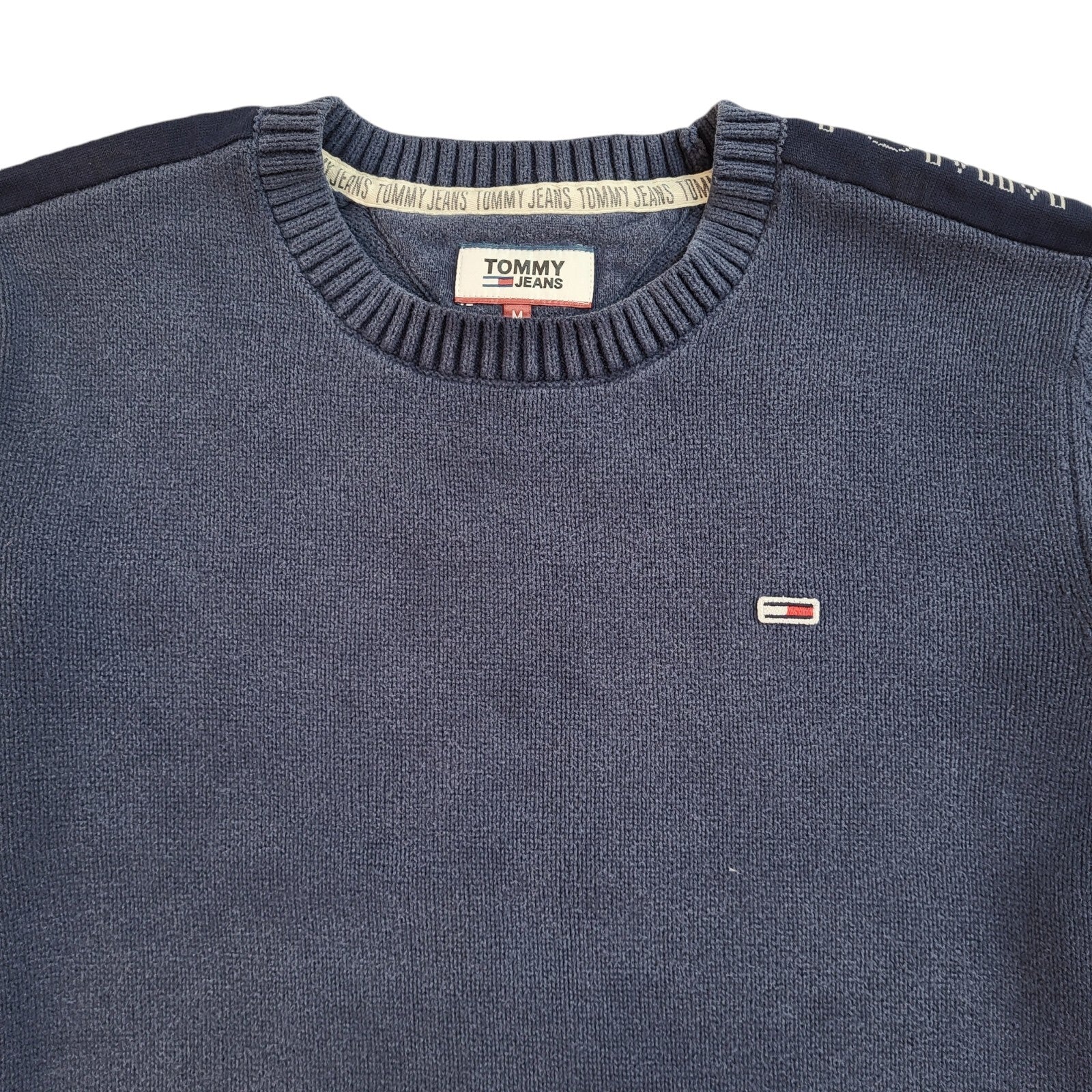 Tommy Hilfiger Navy Blue Y2k Crew Neck Jumper Uk Men's Size Medium