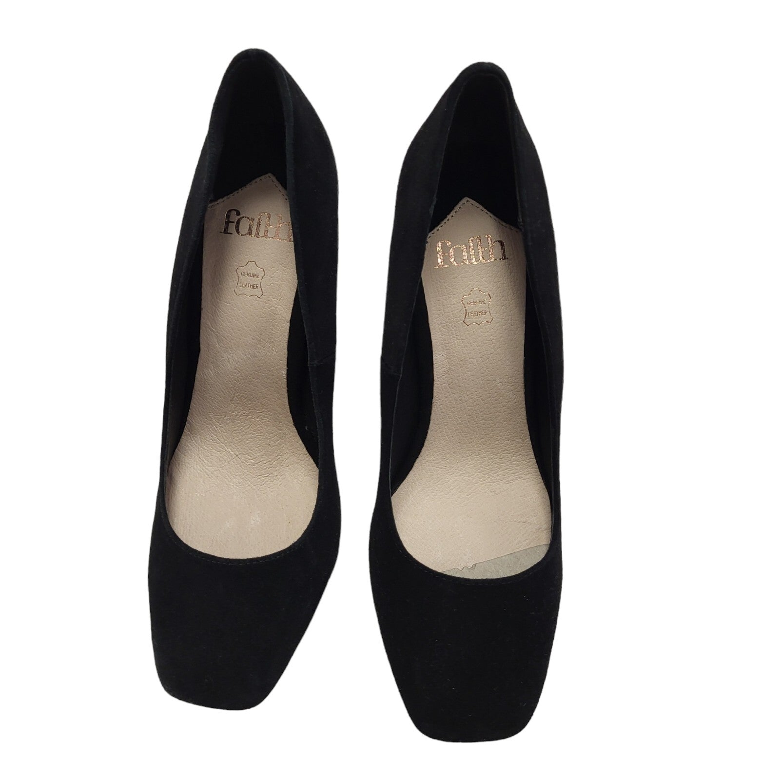 Faith Vintage Black Slip-On Heels Shoes Uk Women's Size 5