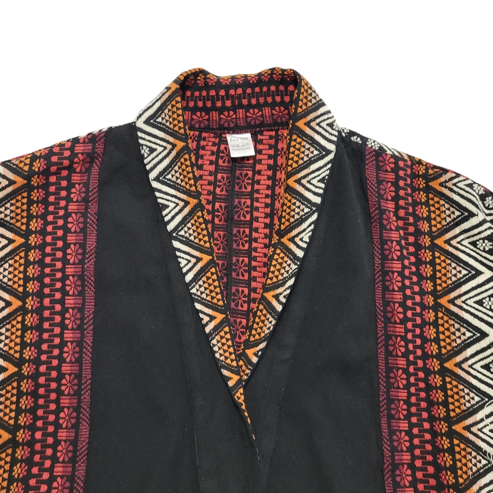 Vintage 90s Black White Red Open Front Cardigan Uk Women's Size Free Size