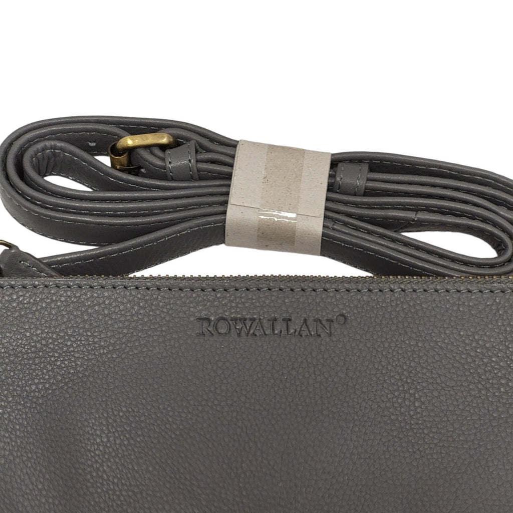 Rowallan Grey Zip Leather Mini Shoulder Bag Uk Women's Size 5" x 9" Bnwt