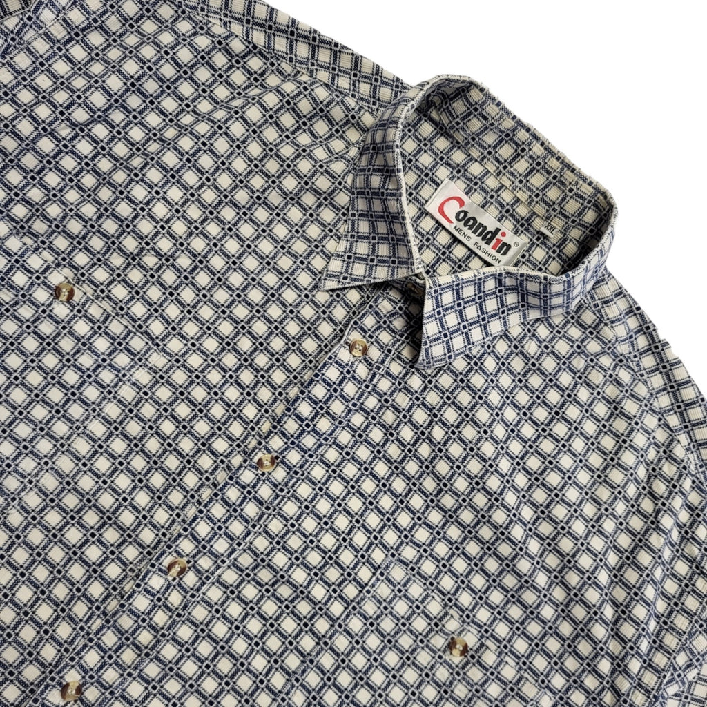 Coandin Vintage 80's Blue & White Checked Long Sleeve Shirt Mens UK Size XXL