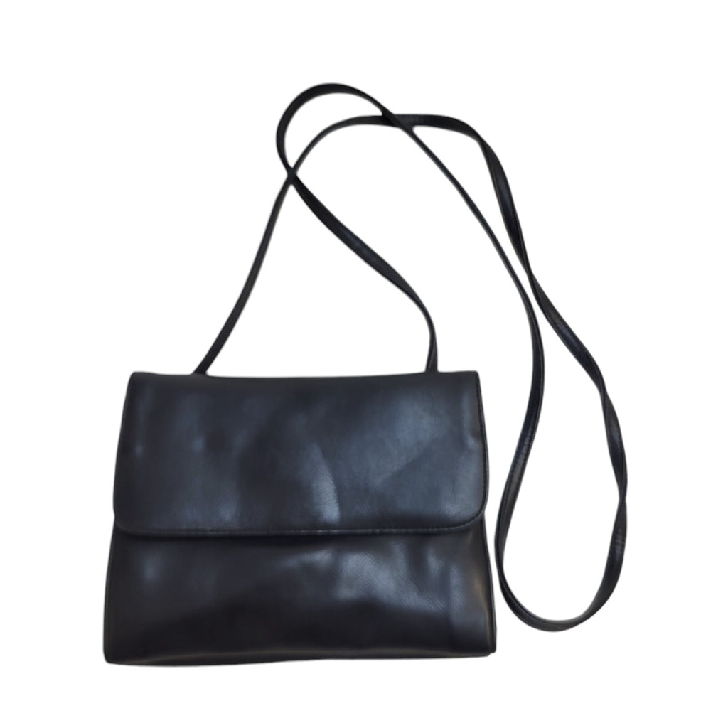 St Michael Black Faux Leather Clasp Shoulder Bag Uk Women's Size 5.5" x 7.5"