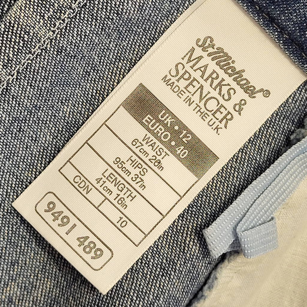 Marks & Spencer Blue Vintage 90's Denim Skirt Uk Women's Size 12 W30