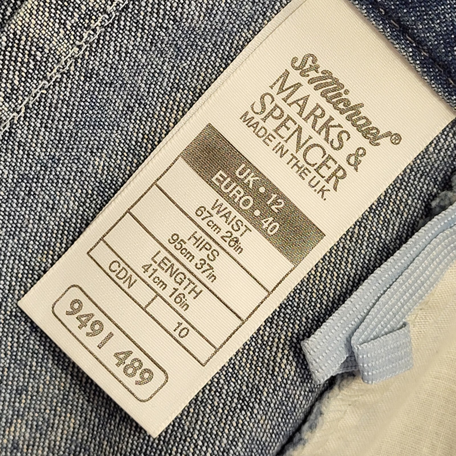 Marks & Spencer Blue Vintage 90's Denim Skirt Uk Women's Size 12 W30