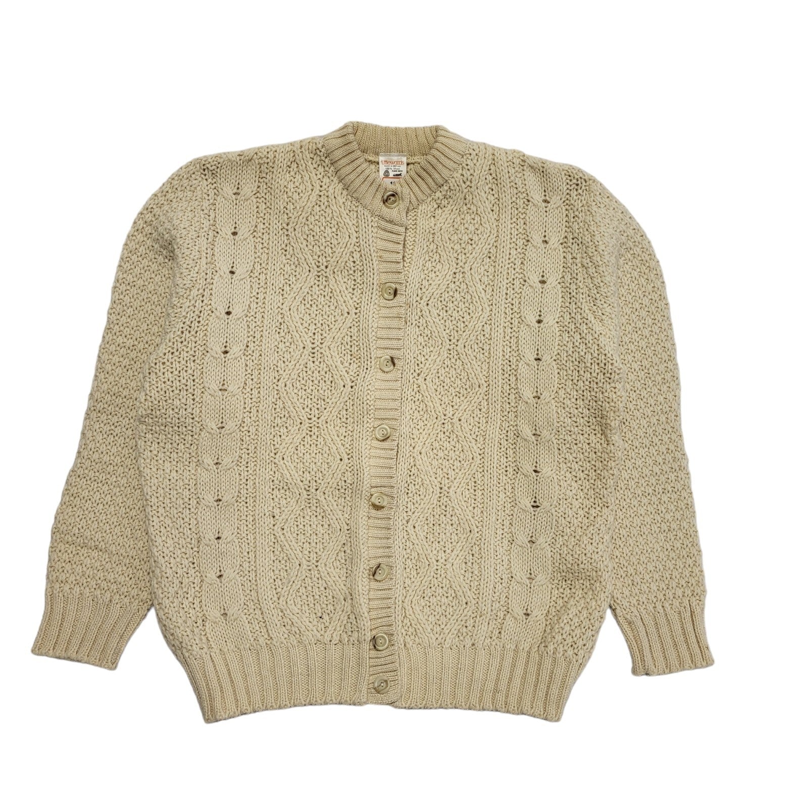 Littlewoods 80s Vintage Cream Wool Blend Cardigan Women's Size 18