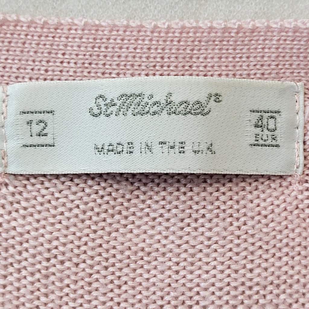 St Michael 90s Vintage Pink Argyle Button Cardigan Women's Size 12 Eu 40