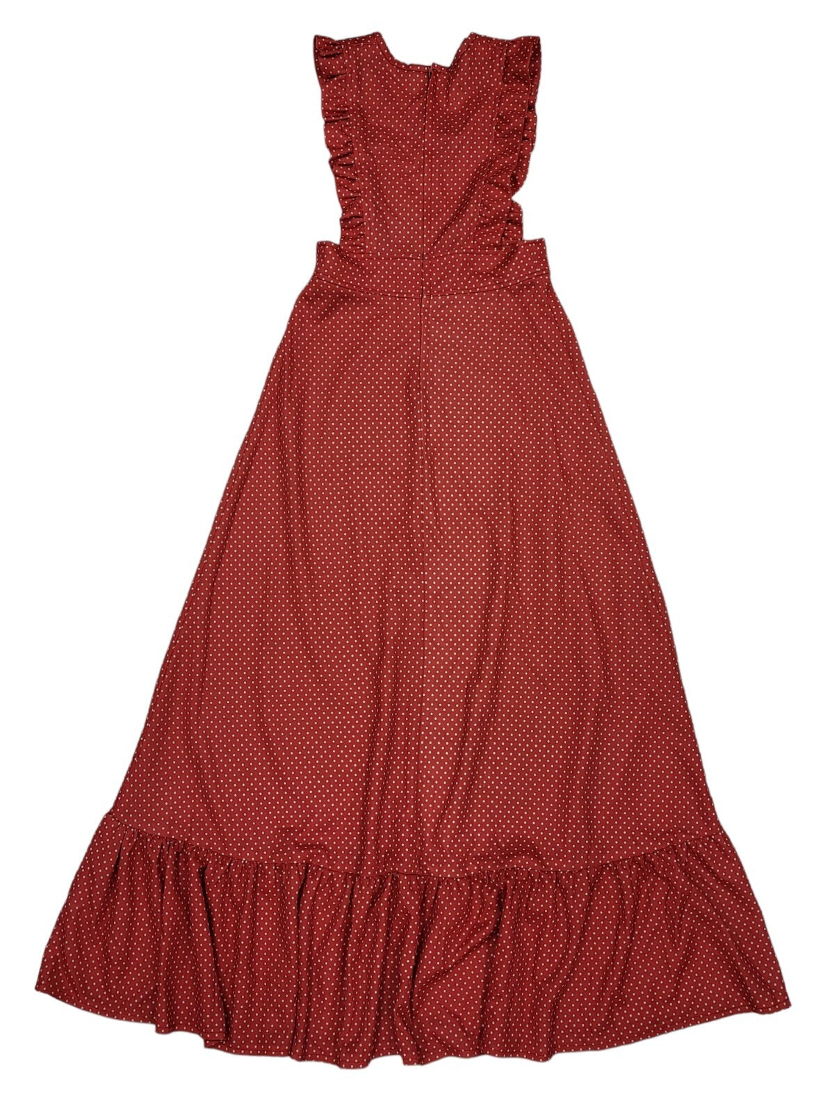 70s Vintage Red  Polka Dot Pinafore Maxi Dress Women's Size 10