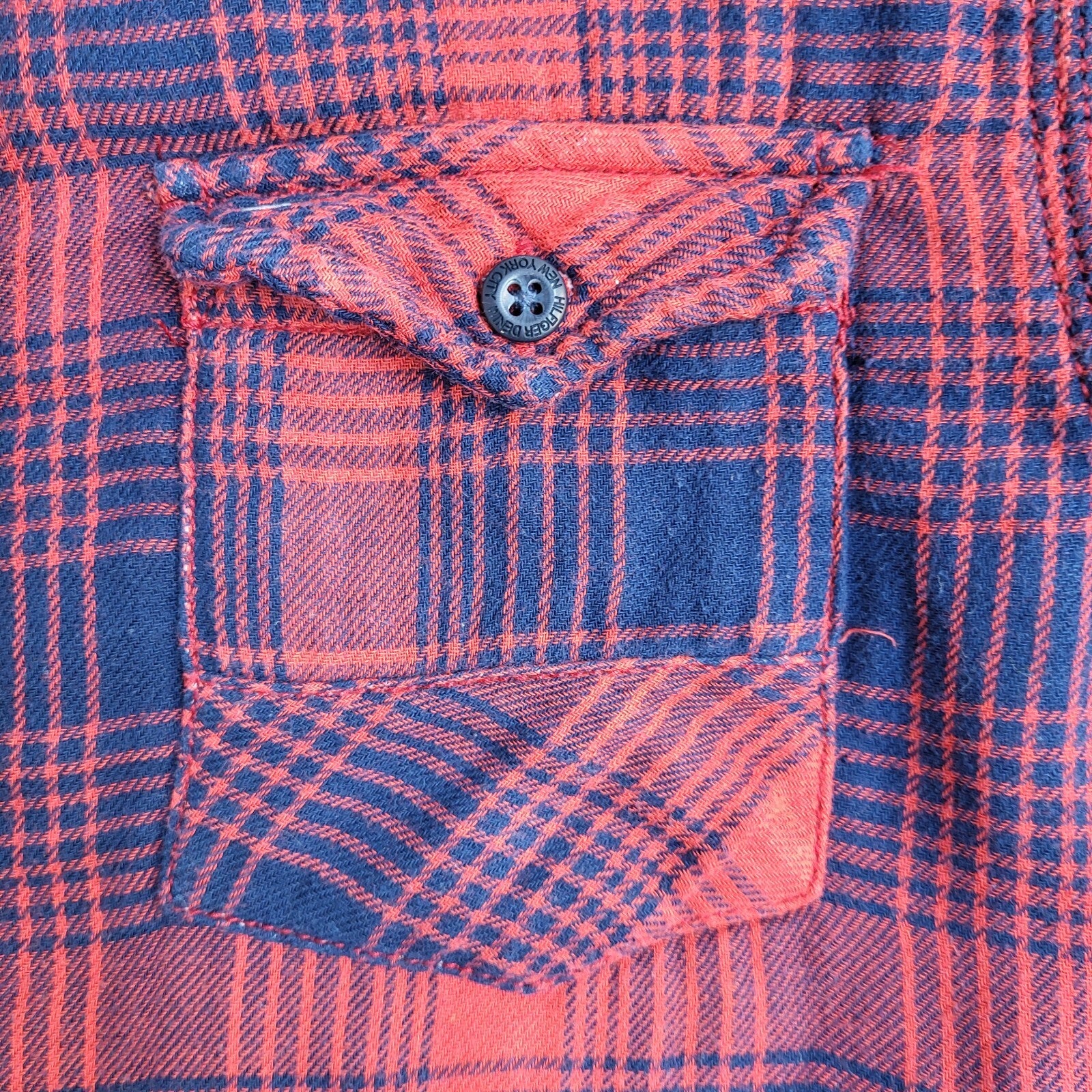 Tommy Hilfiger Vintage 90's Red & Blue Checked Long Sleeve Shirt Men's UK S