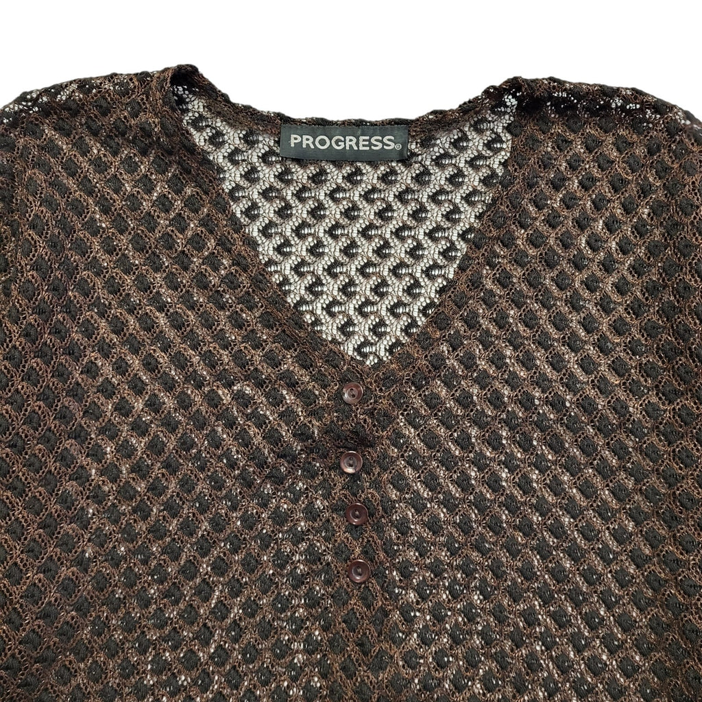Progress Y2K Black & Brown Button Front Cardigan Womens UK Size 12