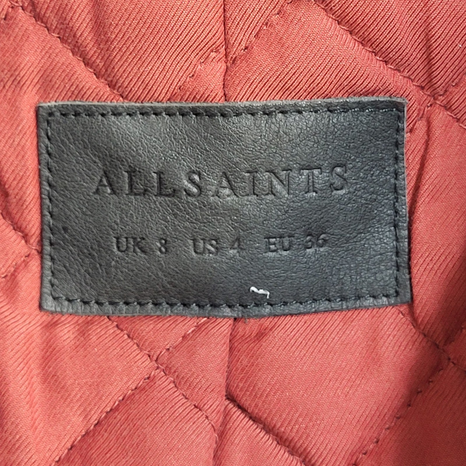 Allsaints Jacket Leather Y2k Dark Brown Zipped Uk Women's Size S