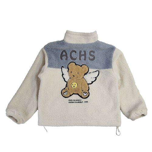 Achs Awake Cream & Grey Zipped Fleece Jacket UK Women's Size S
