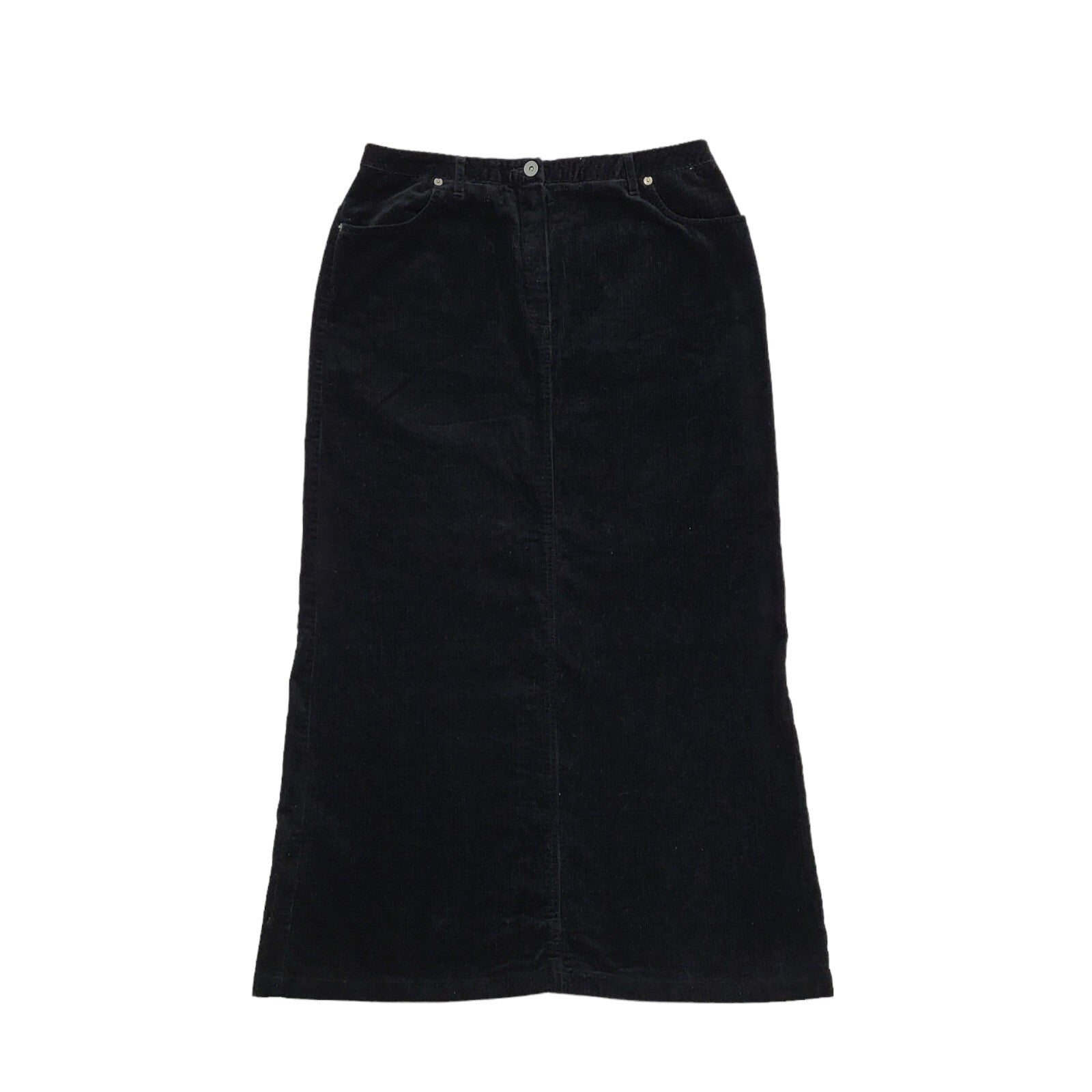 Next Vintage 90s Black Corduroy Long Skirt Womens UK Size 14 W32