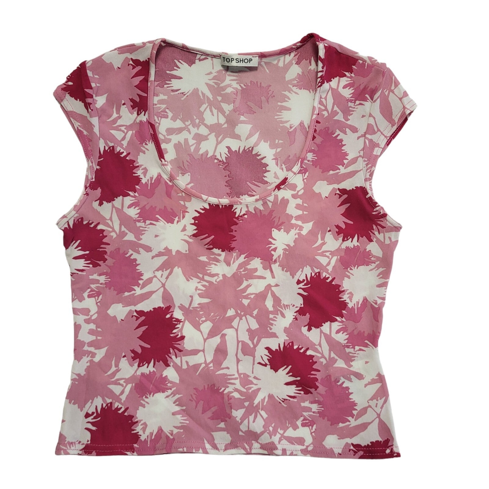 Topshop Vintage 90's Pink & White Cropped Tank Top Womens UK Size 12