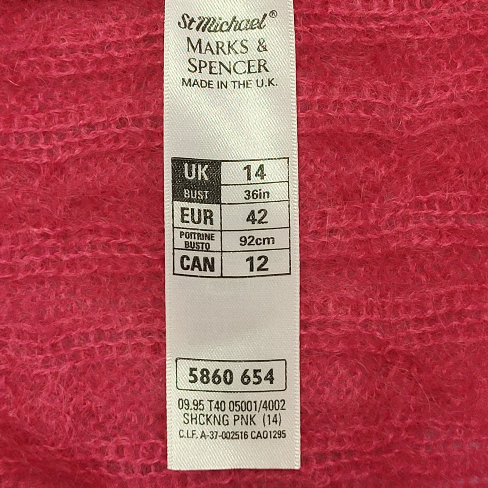 Marks & Spencer Vintage 90's pink Long Sleeve Jumper UK Womens Size 14