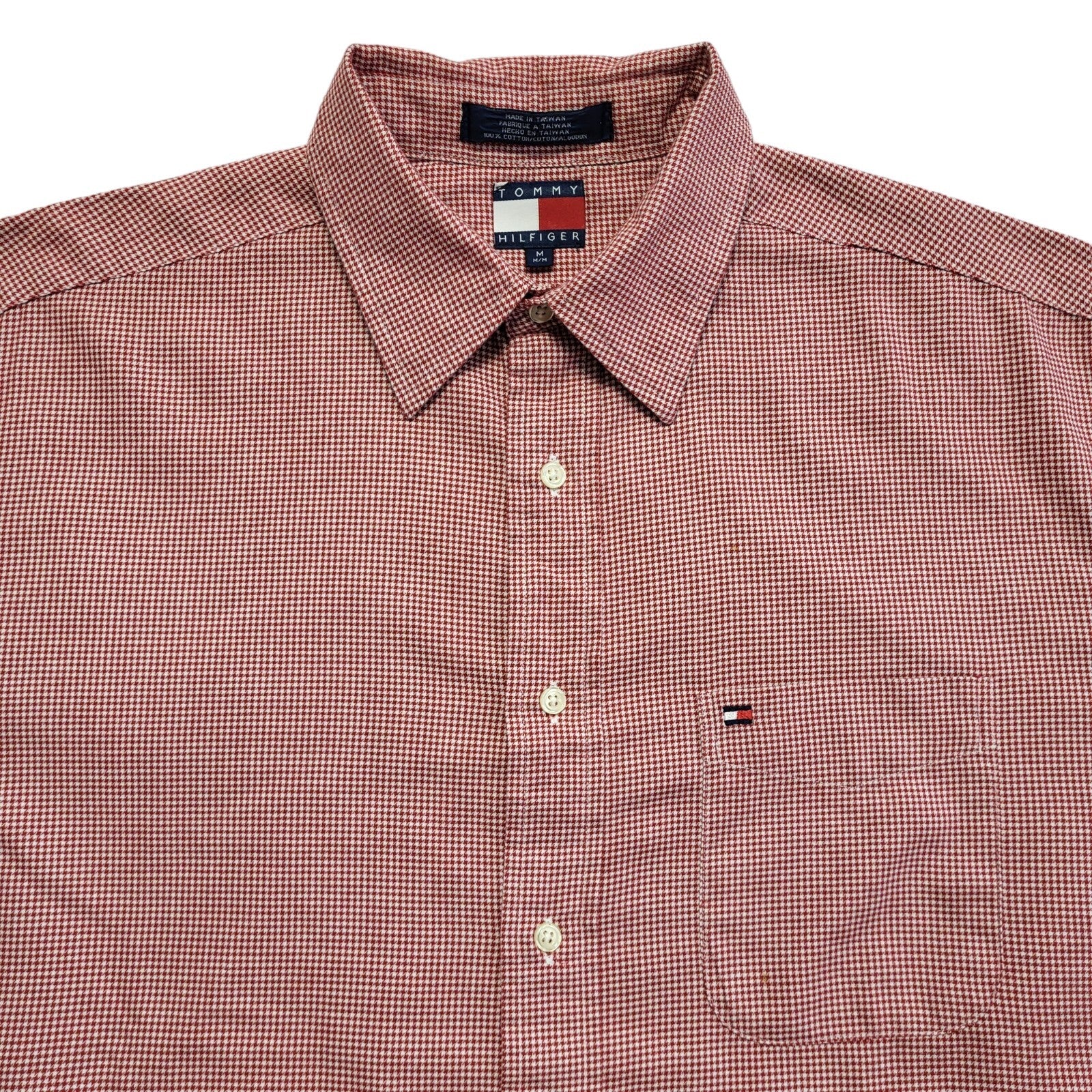 Tommy Hilfiger Vintage Y2k Red Check Long Sleeve Shirt Men's UK M