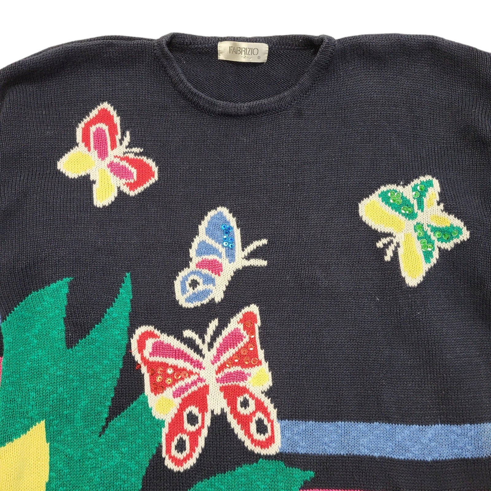 Fabrizio Vintage 80's Multicolored Long Sleeve Jumper UK Womens Size 14