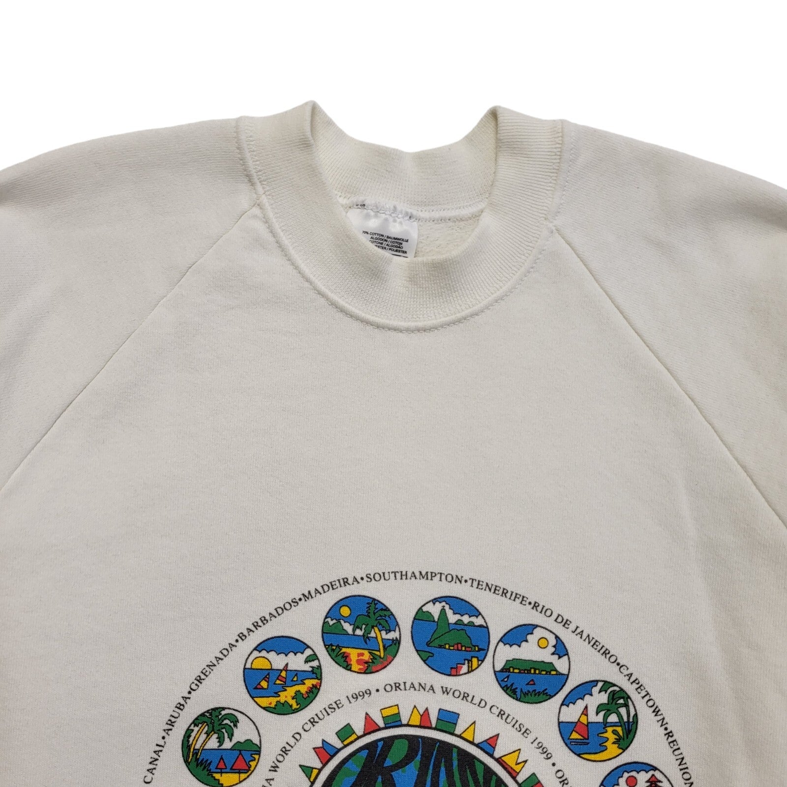 Oriana Cruise Ship Vintage 90's White Long Sleeve Sweatshirt Uk Men's Size L