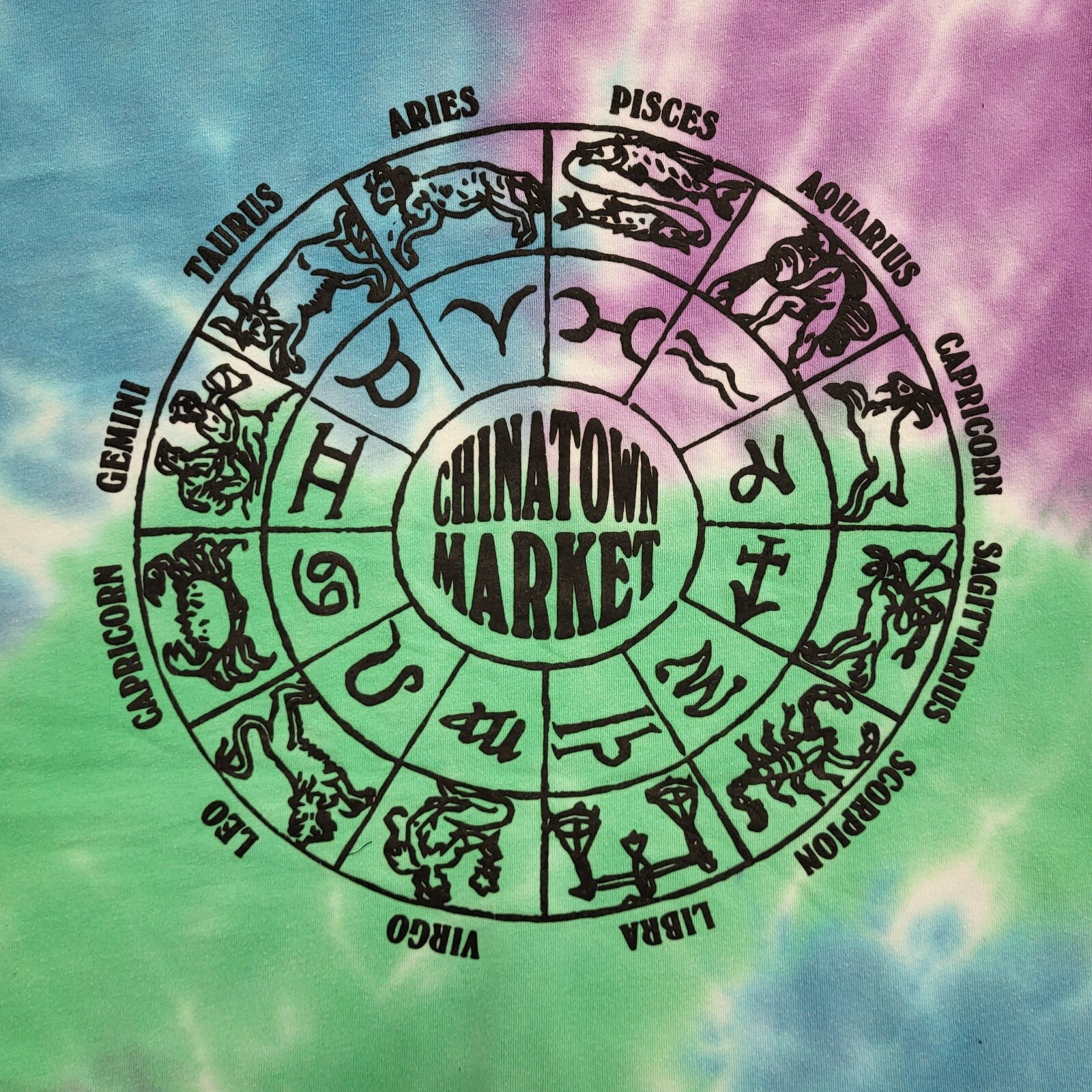 China Town Market Tie Died Vintage Y2k Blue Astrology T-Shirt Uk Men's Size L