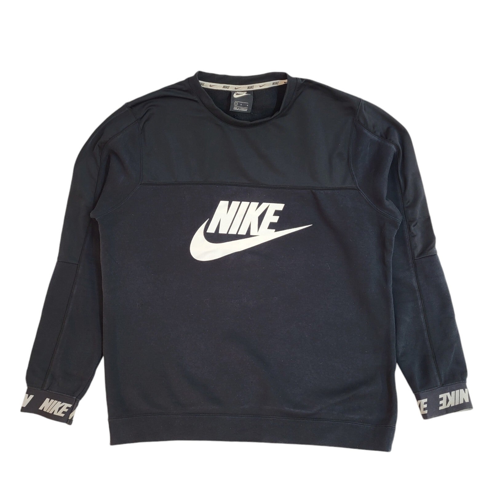 Nike Sports Sweatshirt Black Crew Neck 90's Vintage UK Men's Size L