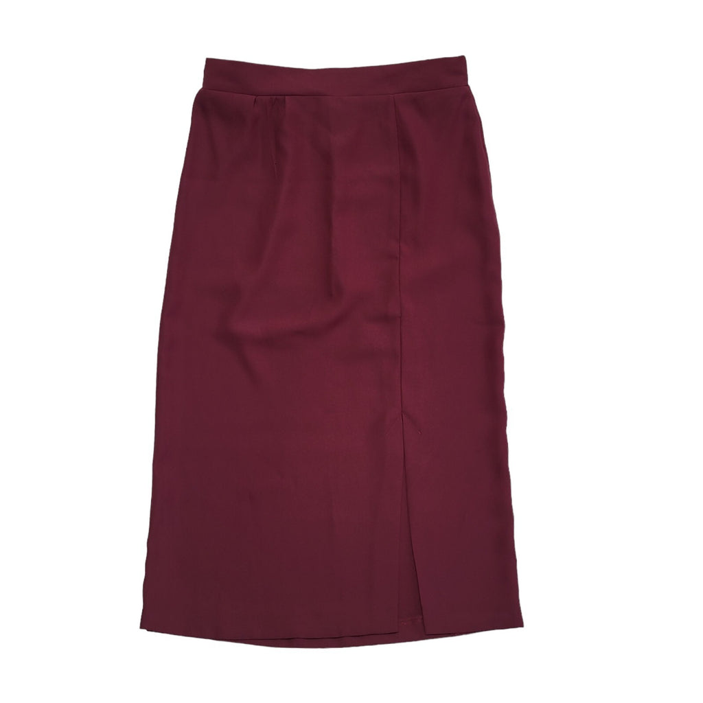 Classic Vintage Dark Red 90's Straight Pencil Skirt Uk Women's Size 16 W34