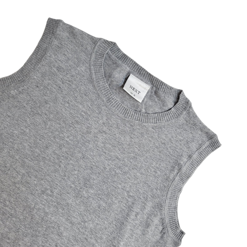 Next Grey Vintage Y2K Sleeveless Round Neck Top UK Women's Size 12