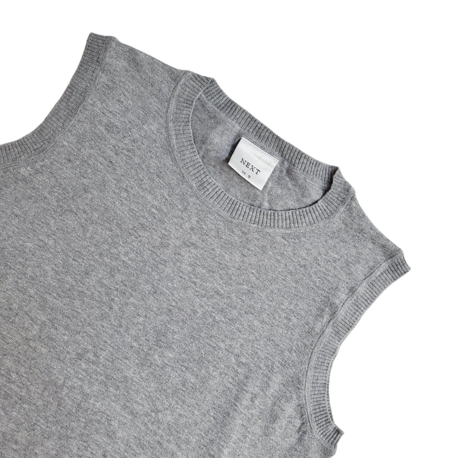 Next Grey Vintage Y2K Sleeveless Round Neck Top UK Women's Size 12