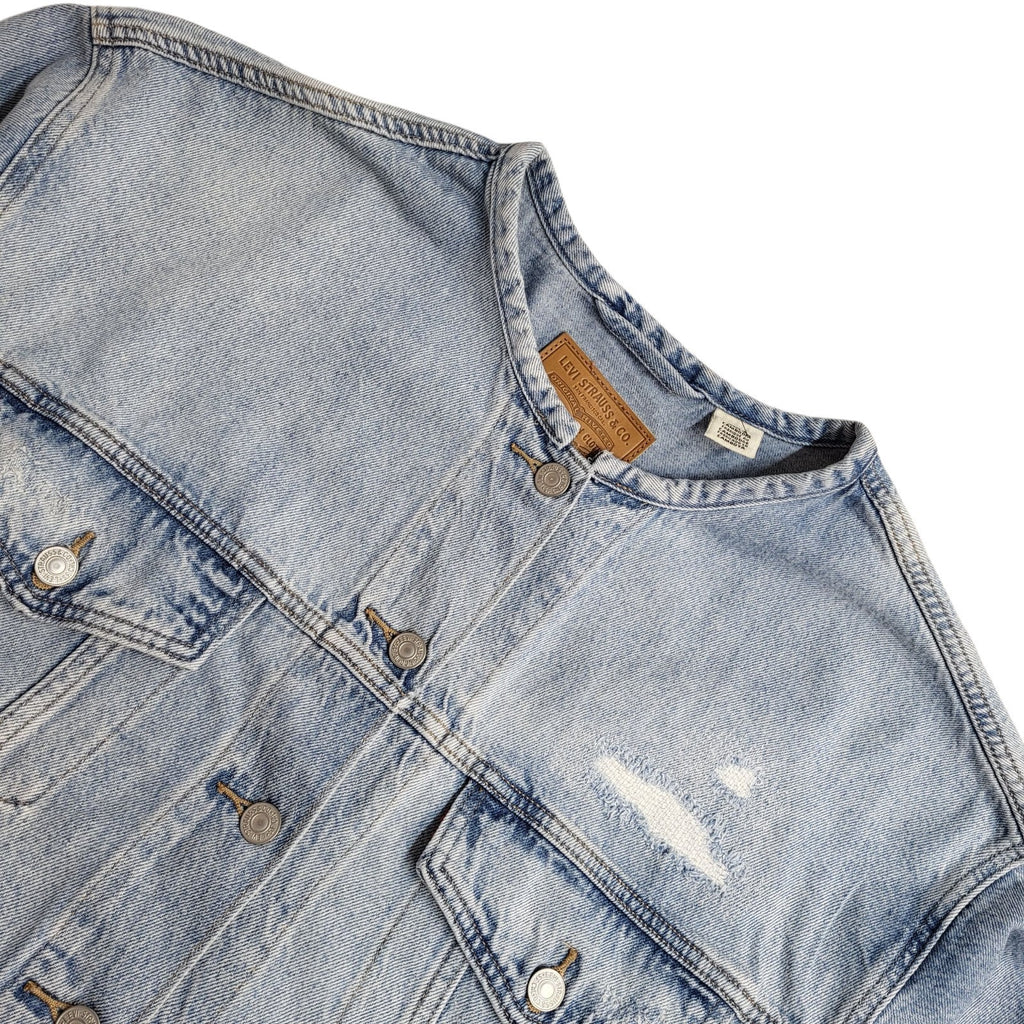 Levi's Denim Jacket Y2k Light Blue Cropped Over-sized UK Women's Size XL