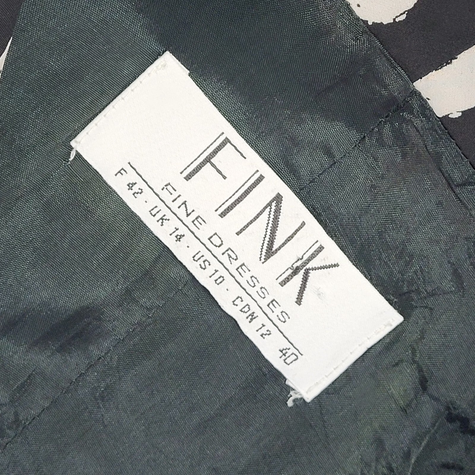 Fink 90s Vintage Black Buttoned Shift Dress Women's Size 14