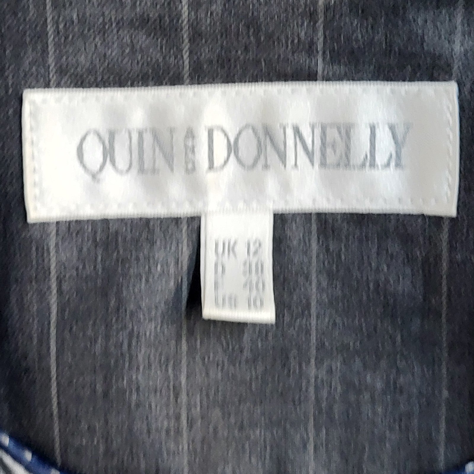 Quin Donnelly Suit Jacket Y2k Dark Grey Striped UK Women's Size L 12