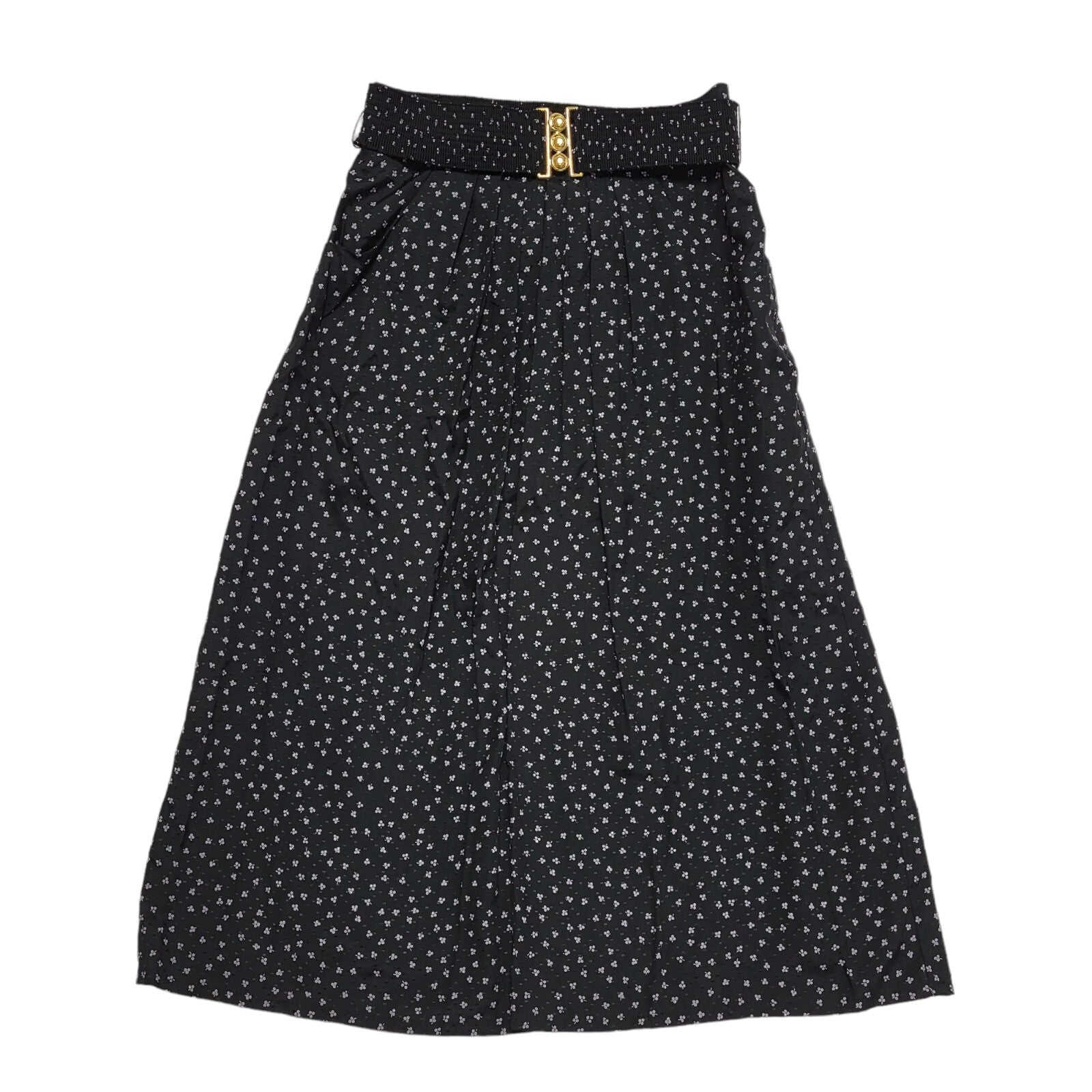 St Michael 80's Vintage Black Micro Floral Midi Skirt Women's Size 12 W30