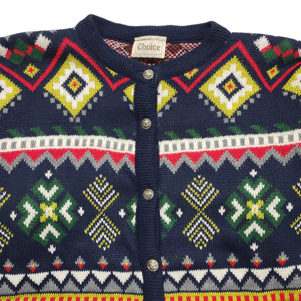 Choice Vintage 90's Blue & Red Cardigan Uk Women's Size 16