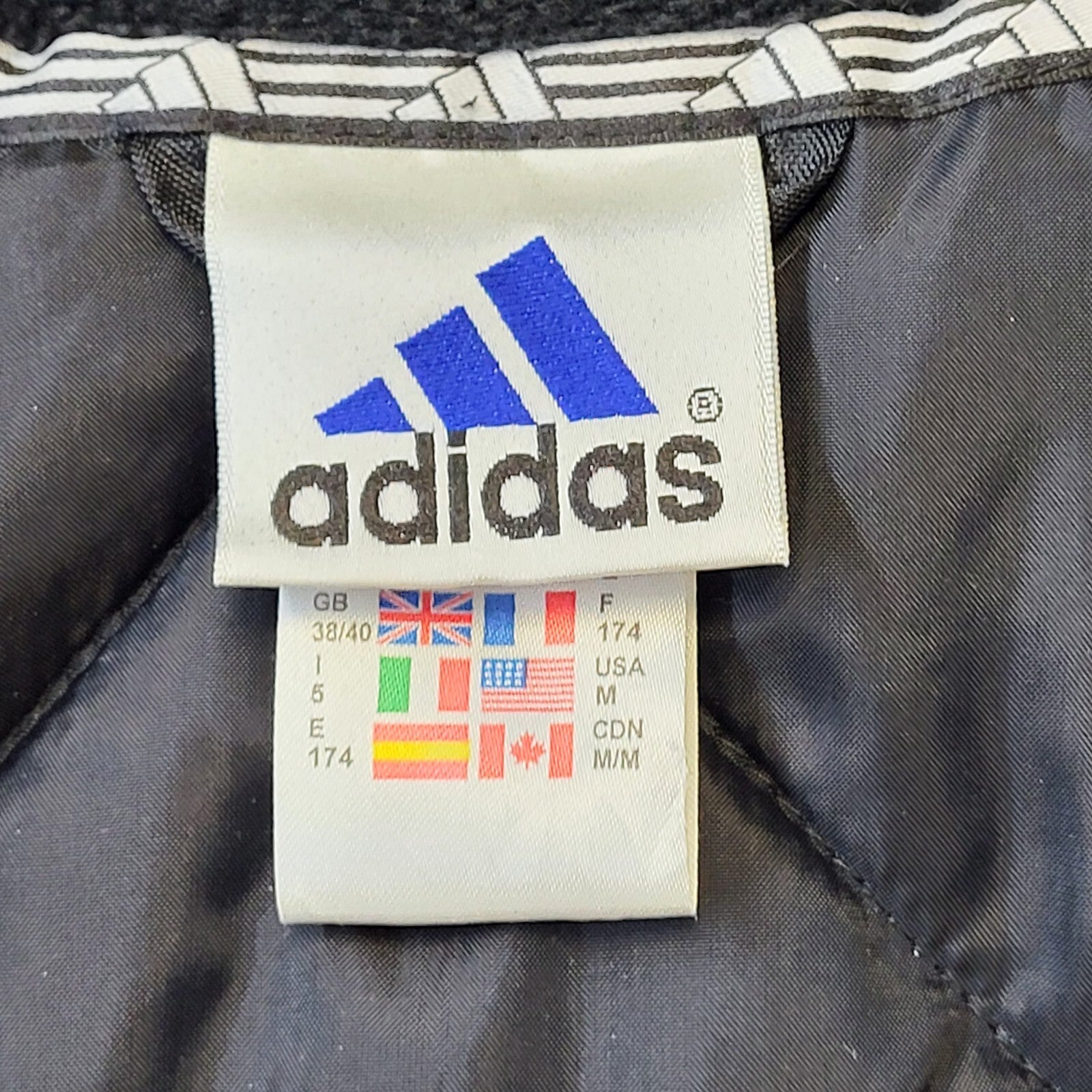 Adidas 90s Vintage Black Over-sized Zip Up Sports Jacket Men's Size Medium