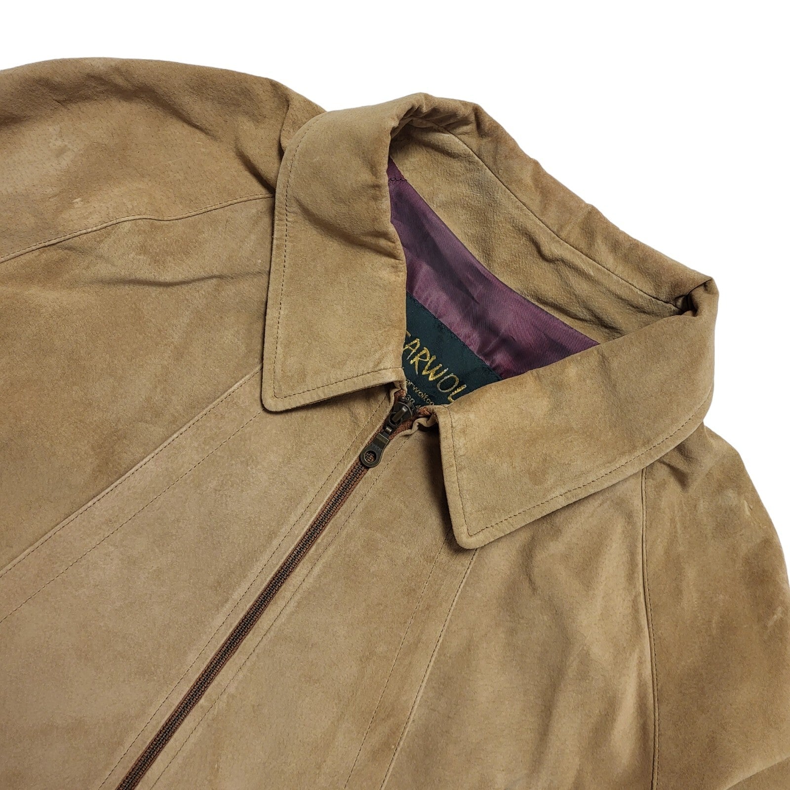 Wearwolf 80s Vintage Light Brown Zipped Suede Jacket Uk Men's Size XL