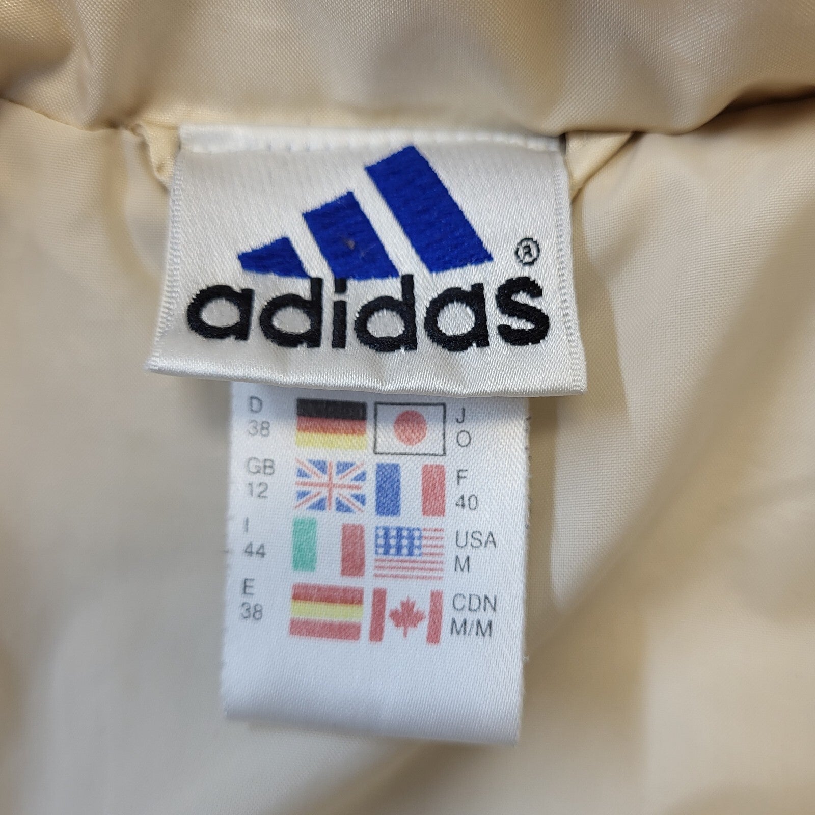Adidas 90s Vintage Beige Zip Up Sports Jacket Women's Size 12