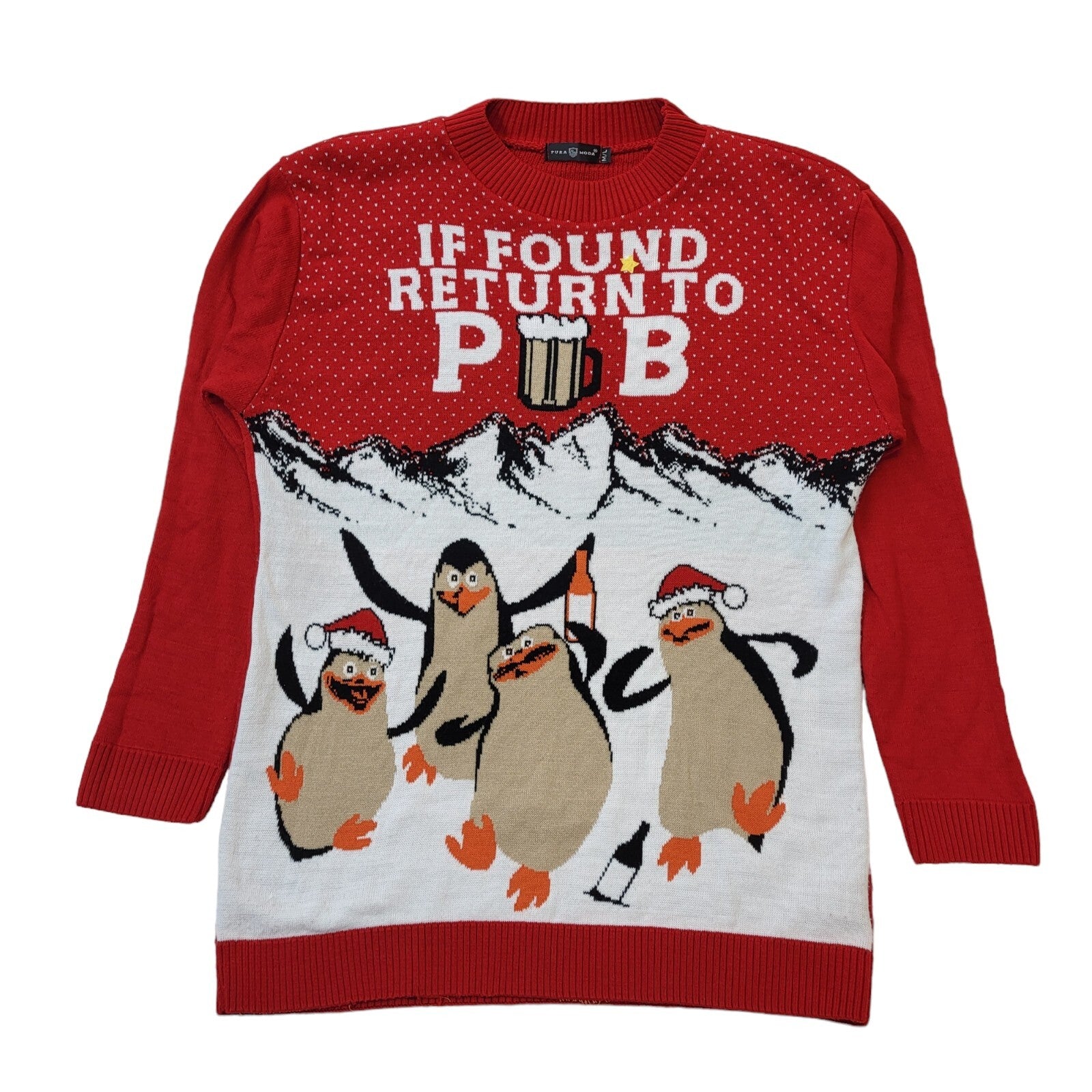 Christmas Penguin Jumper Womens Size M/L