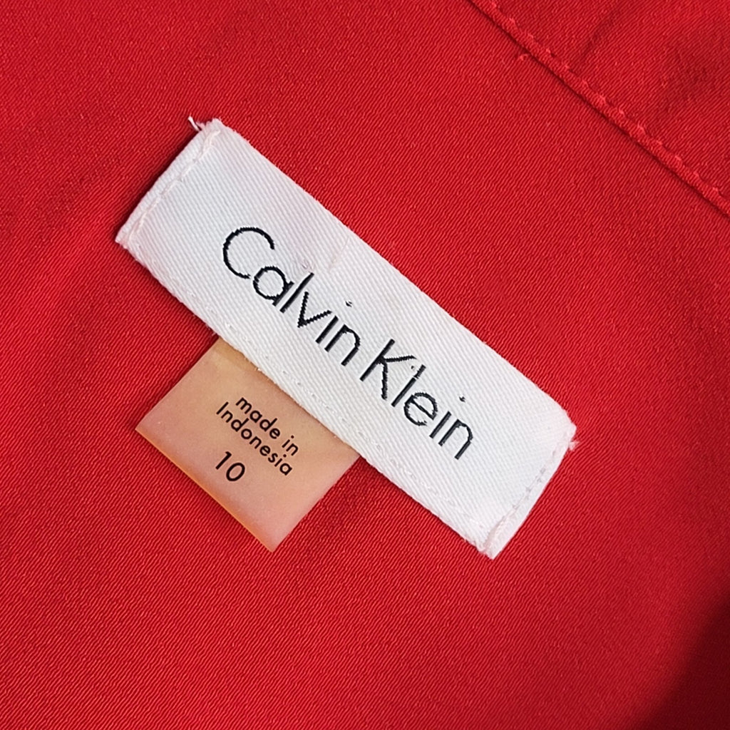 Calvin Klein Vintage Y2K Red Long Sleeve Shirt Dress Women's UK Size 10
