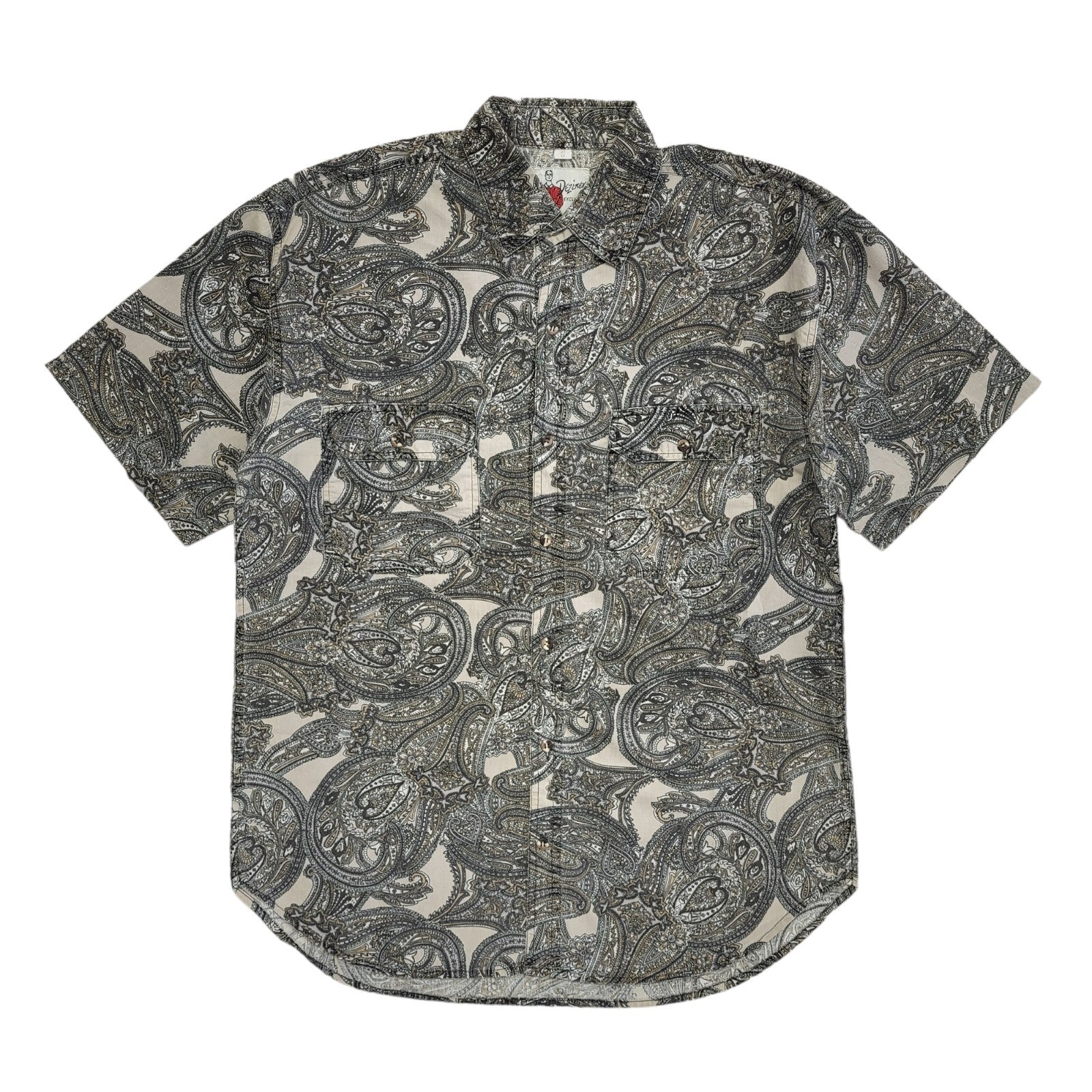 Dezinger Vintage 90's Grey Abstract Short Sleeve Shirt Uk Men's Size S