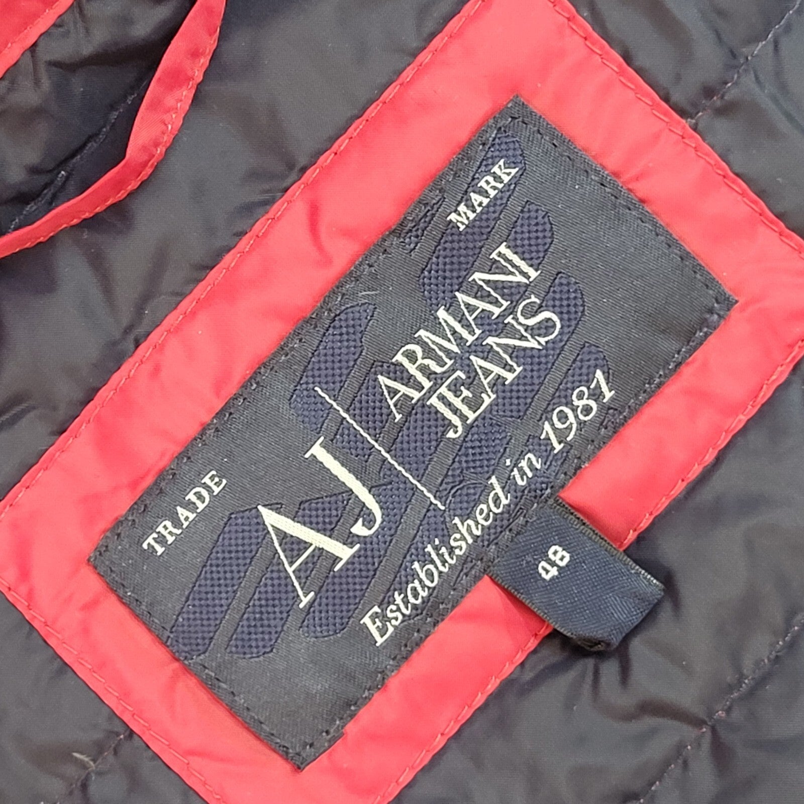 Armani Jeans Vintage Y2k Red Quilted Jacket Uk Men's Size M